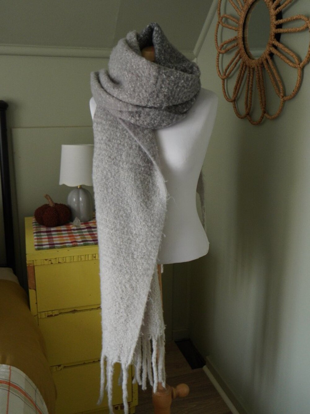 mint green cozy long winter scarf